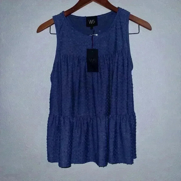 NWT! W5 by Anthropologie Blue Ruffled Tank Top (Size S) - Picture 1 of 10